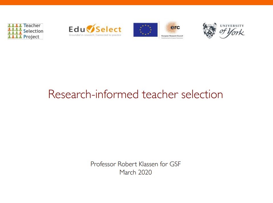 Research-informed Teacher Selection